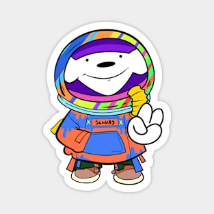 Super cool astronaut dog posing in style  illustration Magnet