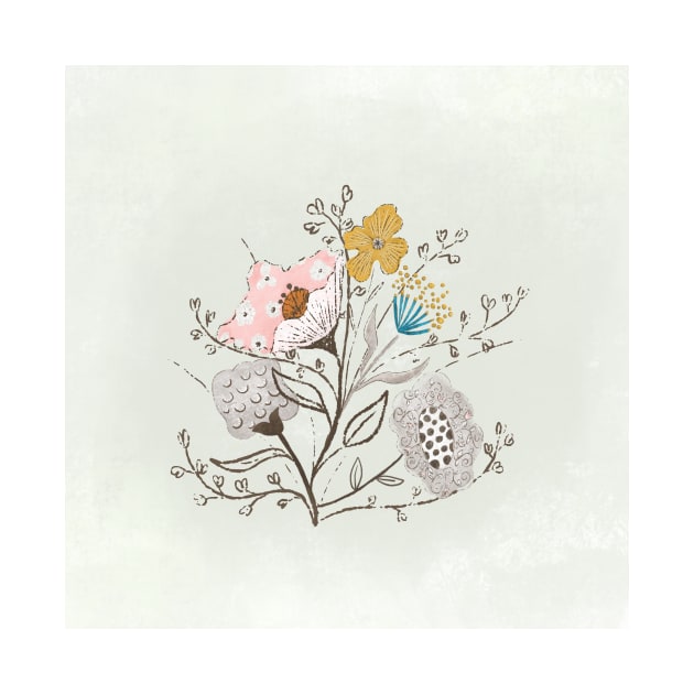 Delicate floral bouquet//hand drawn and painted flowers by Bridgett3602
