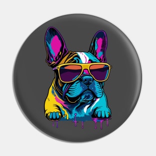 Neon French Bulldog with Sunglasses Pin