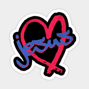 I Love Jesus Vintage 80's & 90's Red and Blue Magnet