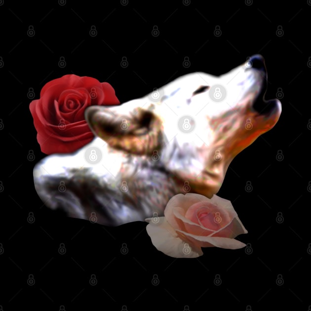 Howling wolf with roses by Africa