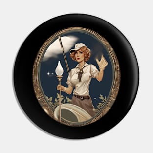 Retro lady golfer Pin