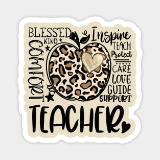 Teacher Cheetah Apple Inspiring words Magnet