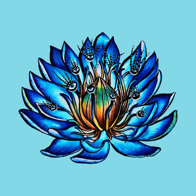 Blue Water Lily Flower Monster by Boriana Giormova