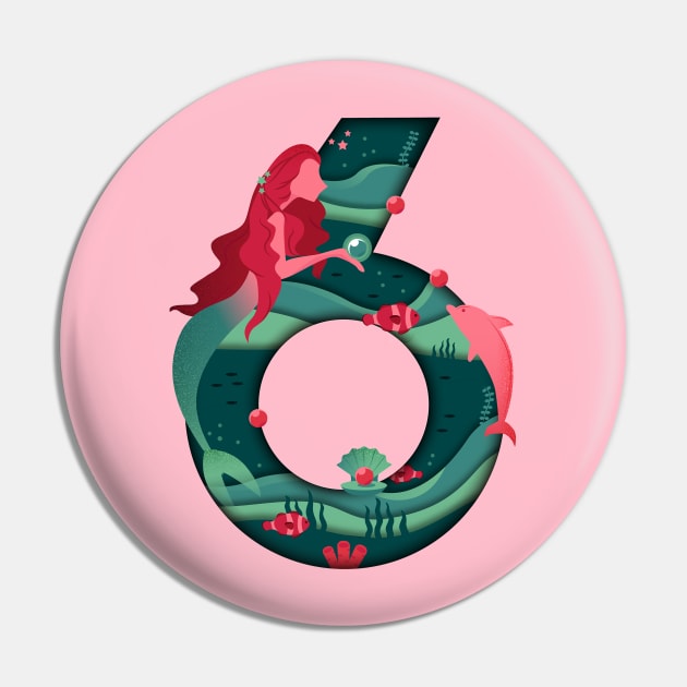 Mermaid and Pink Dolphin Pin by haricech