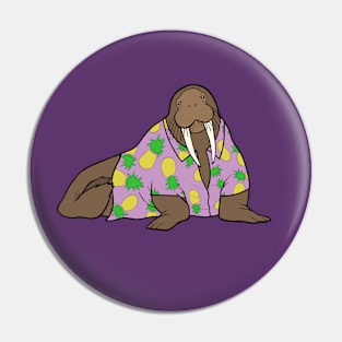 Walrus in Hawaiian shirt - purple Pin