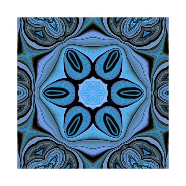 vivid shades of turquoise blue floral fantasy in square format by mister-john