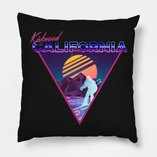 Retro Vaporwave Ski Mountain | Kirkwood California | Shirts, Stickers, and More! Pillow