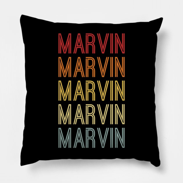 Marvin Name Vintage Retro Pattern Pillow by CoolDesignsDz