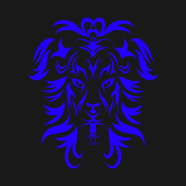 Tribal Tattoo Art Blue Lion Head by Atteestude