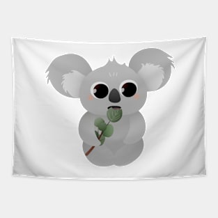 Cute koala bear eating eucalyptus Tapestry