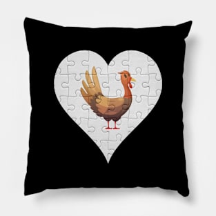 Jigsaw  Turkey Heart Design - Farm Animals Turkey Pillow