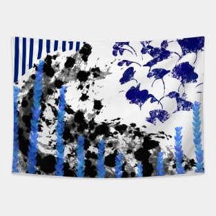 Abstract Blue,Purple,and Black Design with Floral Undertones, made by EndlessEmporium Tapestry