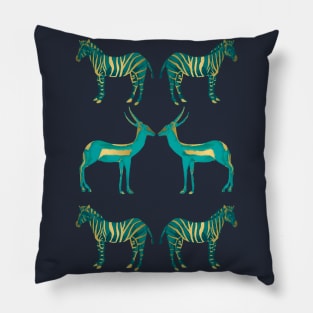 Teal and Gold Savanna Pillow