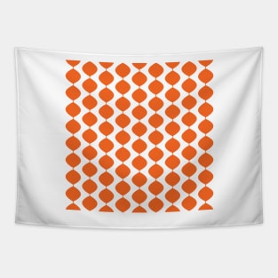 Mid Century Modern Retro 60s Waves Pattern  (Red Orange Pure) Tapestry