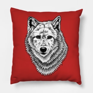 Wolf - ink illustration Pillow