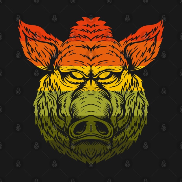 Retro Wild Boar by Dojaja