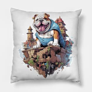 A playful English Bulldog design featuring a cartoon-style bulldog Pillow