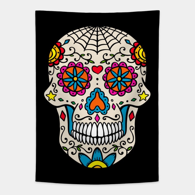 Sugar Skull Illustration Tapestry by Hispaniola-Fineart