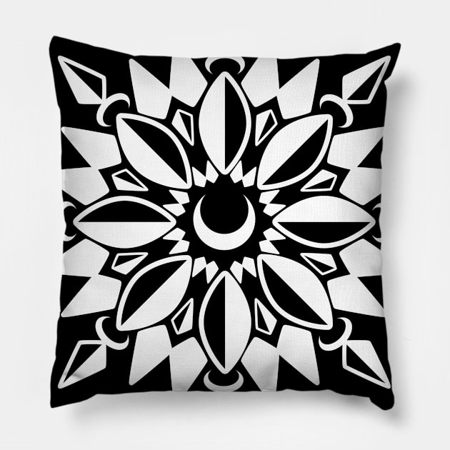 Abstract Moon Flower Print (White) Pillow by Axiomfox