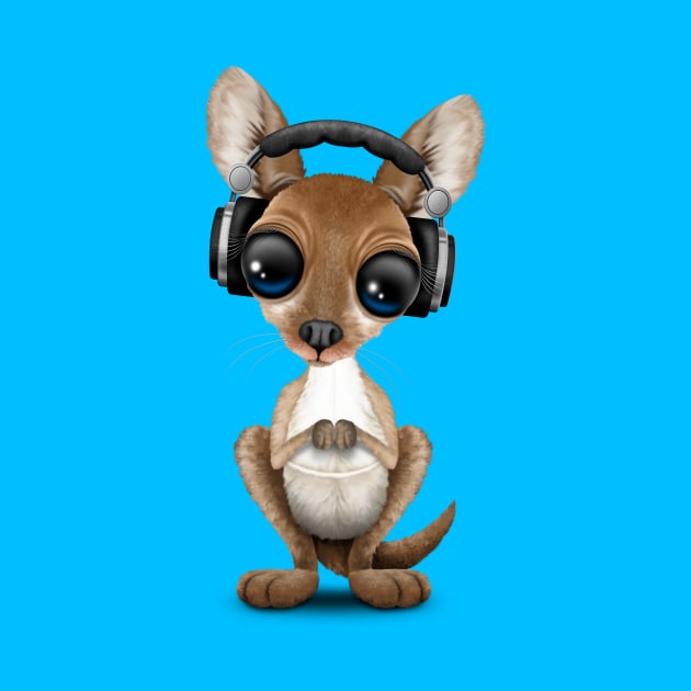 Cute Baby Kangaroo Deejay Wearing Headphones by jeffbartels