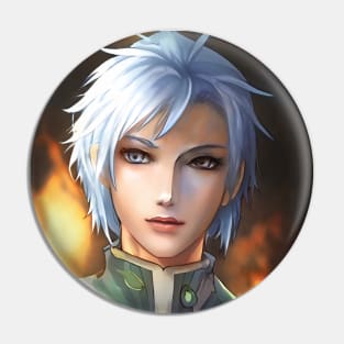 White Hair Anime Boy Pin