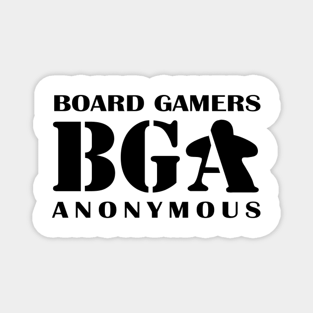 Official Black Board Gamers Anonymous Magnet by Board Gamers Anonymous