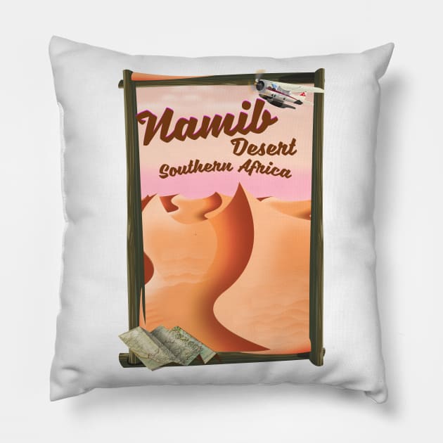 Namib desert Southern Africa travel poster Pillow by nickemporium1