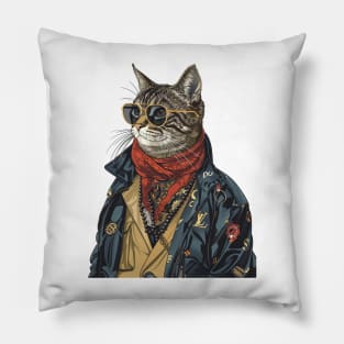 Luxury Cat Dress Up Hip Hop Pillow