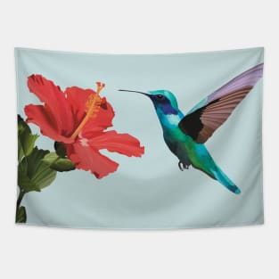 Flying Humming Bird Hibiscus flower Tapestry