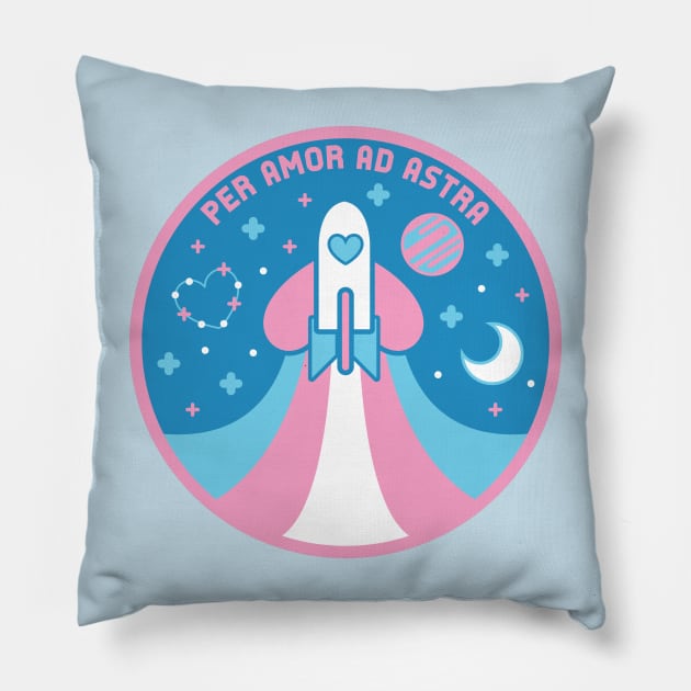 Space Pride - Transgender Flag Pillow by wanderingkotka