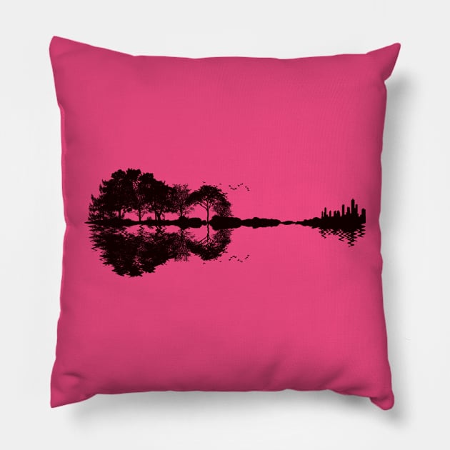 Guitar Landscape Pillow by DVL