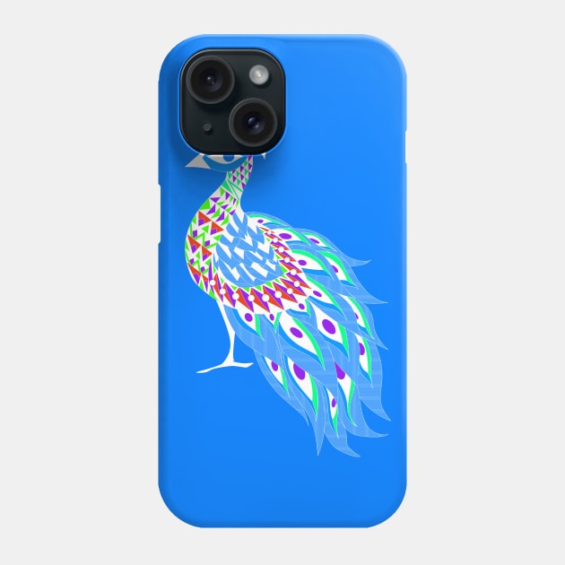 blue rainbow shining phoenix peacock ecopop pattern Phone Case by jorge_lebeau