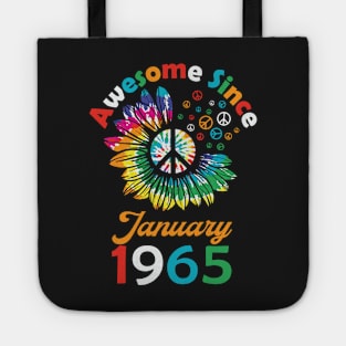 Funny Birthday Quote, Awesome Since January 1965, Retro Birthday Tote