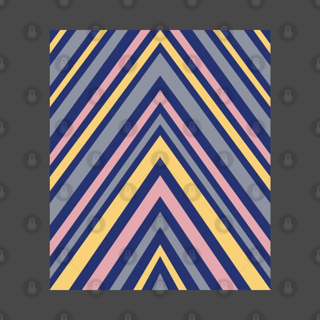 Chevron Pattern in Grey, Navy Blue, Pink and Yellow by OneThreeSix