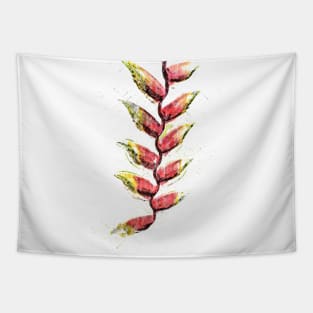 Watecolour painting of Hanging Lobster Claw Flower Tapestry