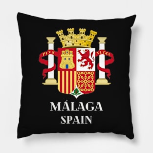 Malaga Spain. White text. Gift Ideas For The Spanish Travel Enthusiast. Pillow