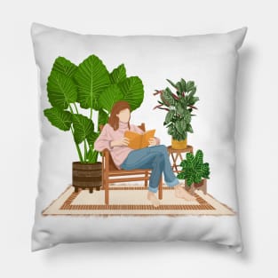 Reading with plants 4 Pillow