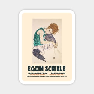 Egon Schiele - Exhibition Art Poster - Seated Woman with Bent Knee Magnet