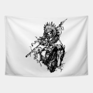 Apache Skull Warrior on Horse Tapestry