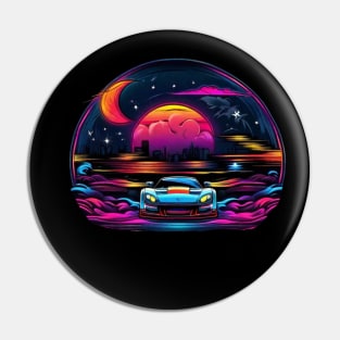 Fast Car with Skyline and Moon Pin