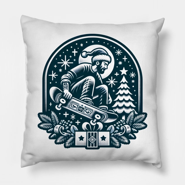 Skate Christmas Pillow by Moniato