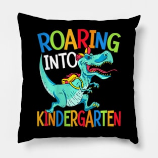 Kids Roaring Into Kindergarten Dinosaur Student Back To School Pillow