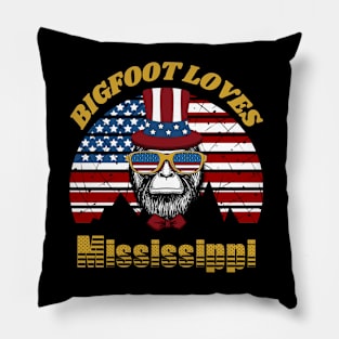 Bigfoot loves America and Mississippi Pillow