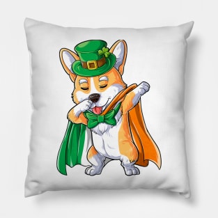 Dabbing Corgi St Patricks Day Boys Leprechaun Irish Pillow