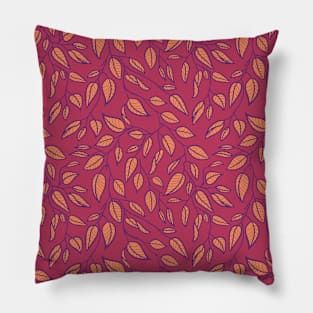 Minimalist Leaf Line Art Illustration as a Seamless Surface Pattern Design Pillow