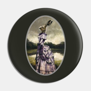 Victorian Hare Lady Oval Design Pin