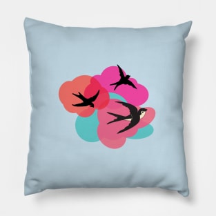 Spring swallows and clouds Pillow