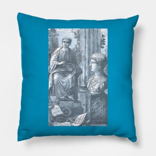 Old Engraving of Roman Poets Virgil and Horace Pillow