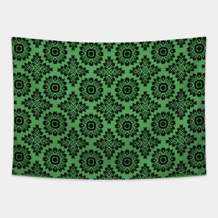 Flower ornament baroque 21102020 dark green Tapestry